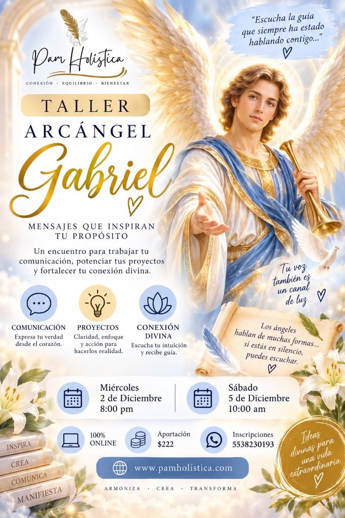 Afiche Taller Arcángel Gabriel - Pam Holística