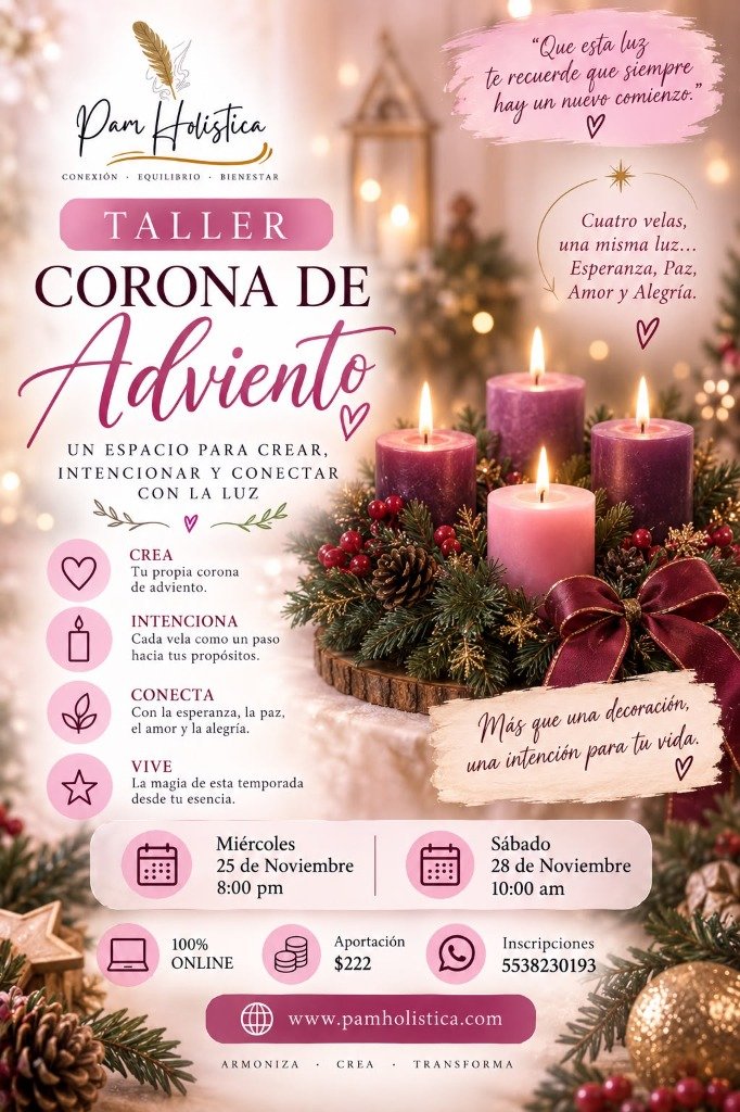 Afiche Taller Corona de Adviento - Pam Holística